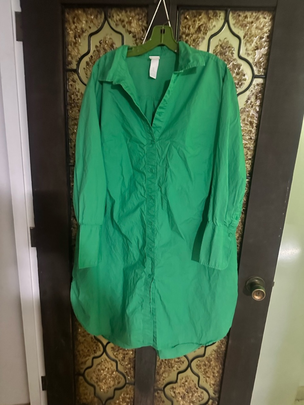 Zara Green Button-Front Longline Women’s Shirt Dress